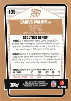 2007 Topps Draft Picks & Prospects #139 Darius Walker Back