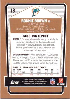 2007 Topps Draft Picks & Prospects #13 Ronnie Brown Back