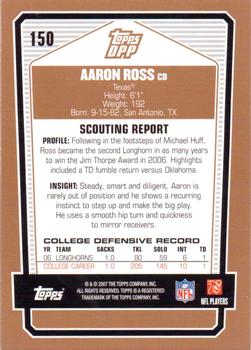 2007 Topps Draft Picks & Prospects #150 Aaron Ross Back