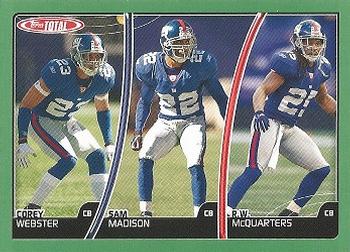 2007 Topps Total #322 Corey Webster / R.W. McQuarters / Sam Madison Front