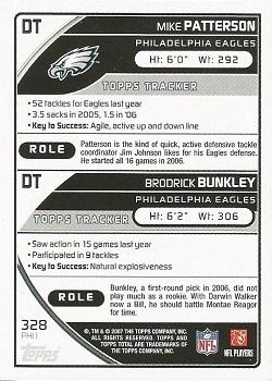 2007 Topps Total #328 Brodrick Bunkley / Mike Patterson Back