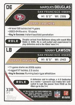 2007 Topps Total #338 Marques Douglas / Manny Lawson Back