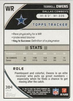 2007 Topps Total #384 Terrell Owens Back