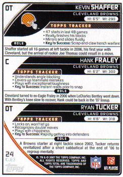 2007 Topps Total #24 Kevin Shaffer / Hank Fraley / Ryan Tucker Back