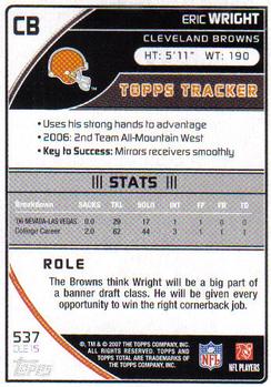 2007 Topps Total #537 Eric Wright Back