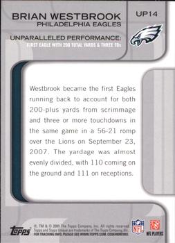 2009 Topps Unique - Unparalled Performances #UP14 Brian Westbrook Back