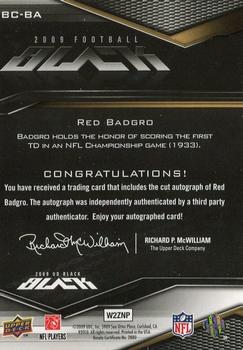 2009 UD Black - Black Cut Signatures #BC-BA Red Badgro Back