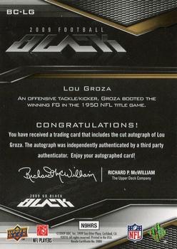 2009 UD Black - Black Cut Signatures #BC-LG Lou Groza Back