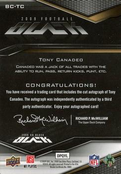 2009 UD Black - Black Cut Signatures #BC-TC Tony Canadeo Back