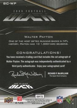 2009 UD Black - Black Cut Signatures #BC-WP Walter Payton Back