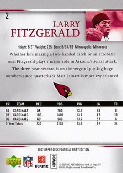 2007 Upper Deck First Edition #2 Larry Fitzgerald Back
