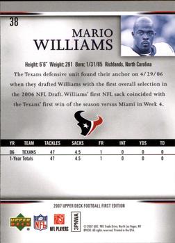 2007 Upper Deck First Edition #38 Mario Williams Back