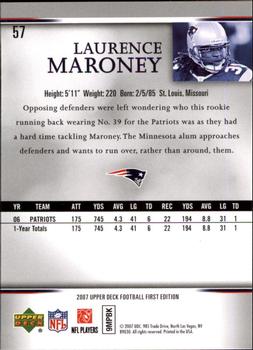 2007 Upper Deck First Edition #57 Laurence Maroney Back