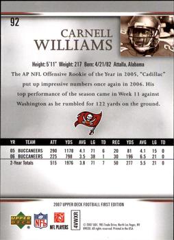 2007 Upper Deck First Edition #92 Carnell Williams Back