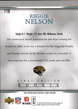 2007 Upper Deck First Edition #116 Reggie Nelson Back