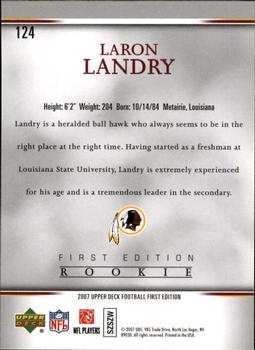 2007 Upper Deck First Edition #124 LaRon Landry Back