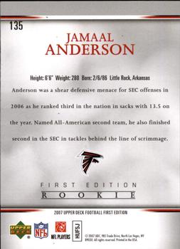 2007 Upper Deck First Edition #135 Jamaal Anderson Back