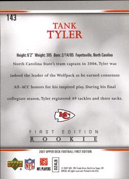 2007 Upper Deck First Edition #143 Tank Tyler Back