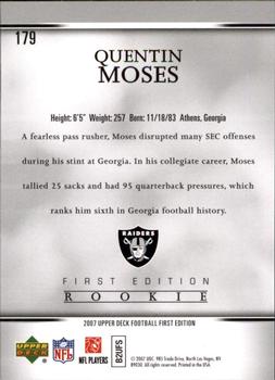 2007 Upper Deck First Edition #179 Quentin Moses Back
