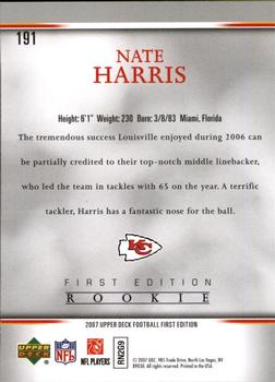 2007 Upper Deck First Edition #191 Nate Harris Back