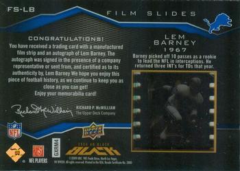 2009 UD Black - Black Film Slides Autographs #FS-LB Lem Barney Back