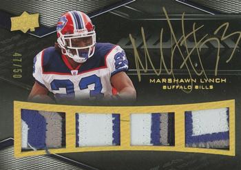 2009 UD Black - Quad Jersey Autographs Patch #1PQ-ML Marshawn Lynch Front