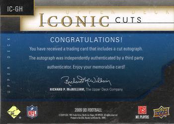 2009 Upper Deck - Iconic Cuts Exchange #IC-GH Gene Hickerson Back