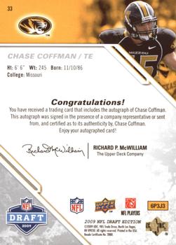 2009 Upper Deck Draft Edition - Autographs Silver #33 Chase Coffman Back