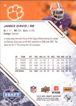 2009 Upper Deck Draft Edition - Blue #20 James Davis Back