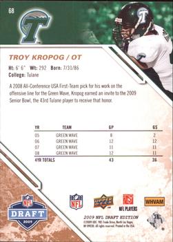 2009 Upper Deck Draft Edition - Bronze #68 Troy Kropog Back
