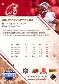 2009 Upper Deck Draft Edition - Bronze #88 Brandon Gibson Back
