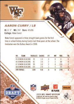 2009 Upper Deck Draft Edition - Bronze #126 Aaron Curry Back