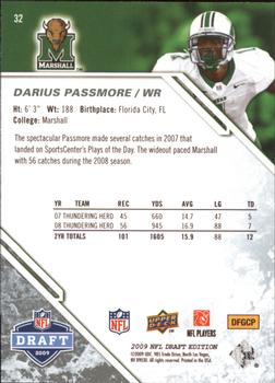 2009 Upper Deck Draft Edition - Brown #32 Darius Passmore Back