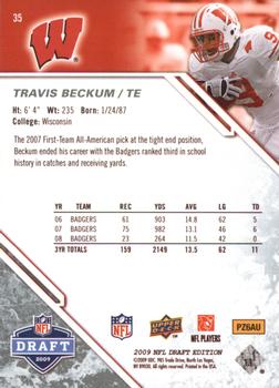 2009 Upper Deck Draft Edition - Brown #35 Travis Beckum Back