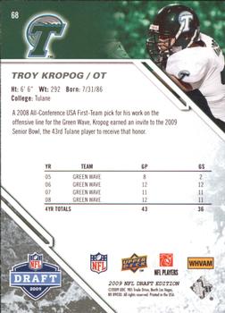 2009 Upper Deck Draft Edition - Brown #68 Troy Kropog Back