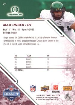 2009 Upper Deck Draft Edition - Burgundy #47 Max Unger Back