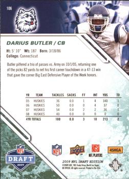 2009 Upper Deck Draft Edition - Dark Green #106 Darius Butler Back