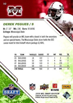 2009 Upper Deck Draft Edition - Dark Green #142 Derek Pegues Back