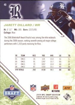 2009 Upper Deck Draft Edition - Green #40 Jarett Dillard Back