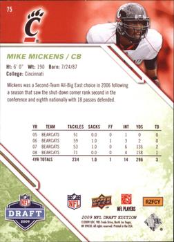 2009 Upper Deck Draft Edition - Green #75 Mike Mickens Back