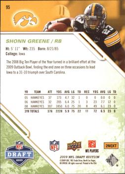 2009 Upper Deck Draft Edition - Green #95 Shonn Greene Back