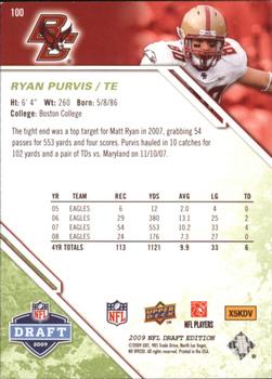 2009 Upper Deck Draft Edition - Green #100 Ryan Purvis Back