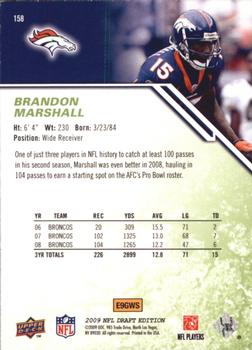 2009 Upper Deck Draft Edition - Green #158 Brandon Marshall Back