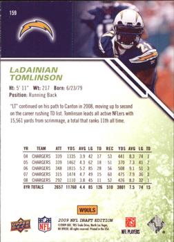 2009 Upper Deck Draft Edition - Green #159 LaDainian Tomlinson Back