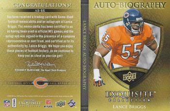 2009 Upper Deck Exquisite Collection - Autobiography Jersey Signatures #AB-BR Lance Briggs Back