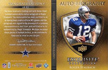 2009 Upper Deck Exquisite Collection - Autobiography Jersey Signatures Gold #AB-RS Roger Staubach Back