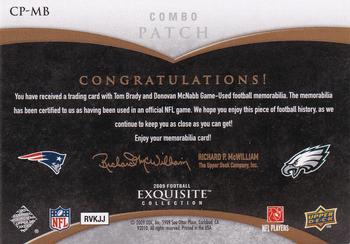 2009 Upper Deck Exquisite Collection - Patch Combos #CP-MB Donovan McNabb / Tom Brady Back