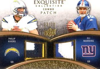 2009 Upper Deck Exquisite Collection - Patch Combos Gold #CP-MR Eli Manning / Philip Rivers Front