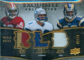 2009 Upper Deck Exquisite Collection - Patch Trios Gold Holofoil #TP-BRL Isaac Bruce / Jerry Rice / Steve Largent Front