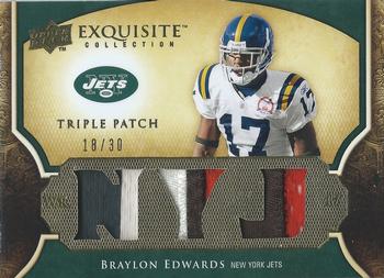 2009 Upper Deck Exquisite Collection - Single Player Triple Patch #3P-BE Braylon Edwards Front